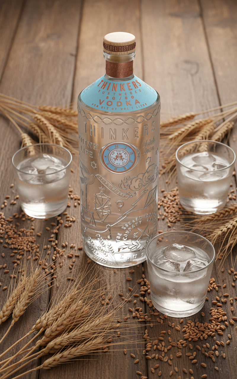 Thinkers Vodka 40-60 - samtig-seidiger Premium Vodka aus rotem Winterweizen - 700ml, 40% vol