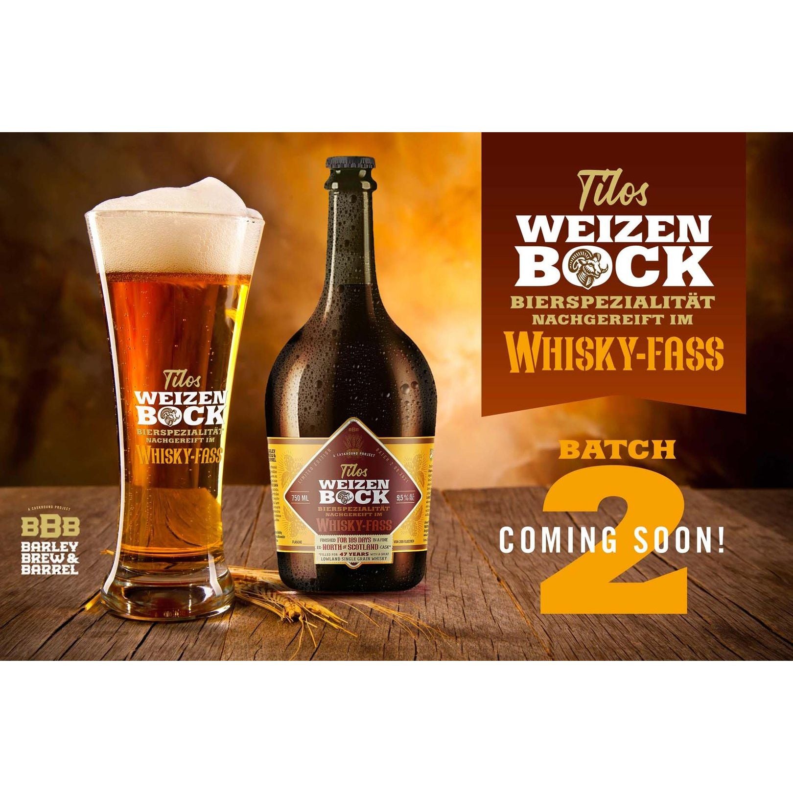 Tilos Weizen-Bock - Batch 2- Bier finished in einem North of Scotland 1973-Cask - 9,5%Vol - 0,75l