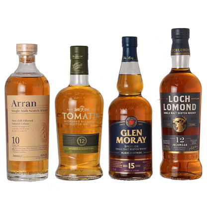 4 whiskies as basic equipment, selected by our buyer