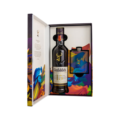 Glenfiddich 15 Year Old Solera - Limited Design + Hip Flask - Speyside Single Malt Scotch Whisky