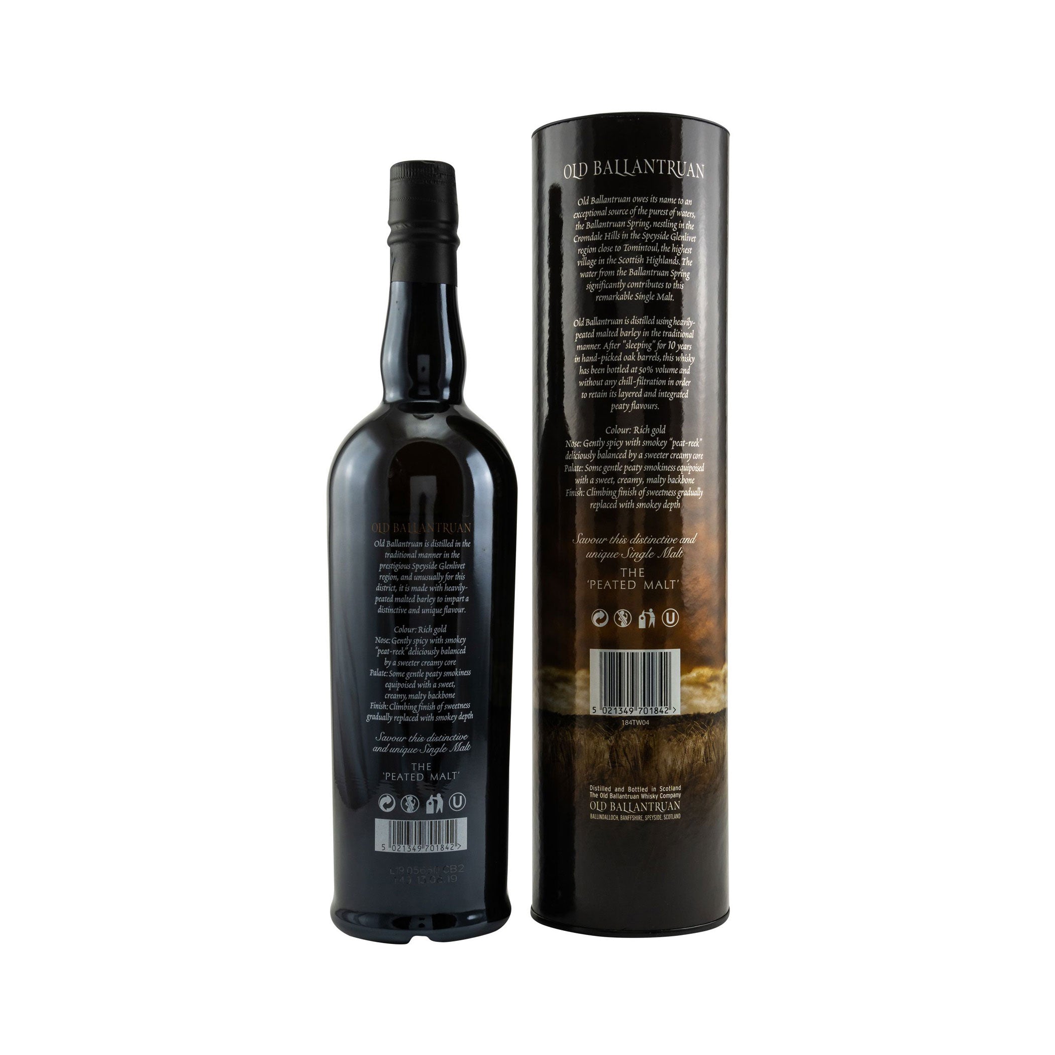 Old Ballantruan 10 Years Old, Heavily Peated, Speyside Single Malt Scotch