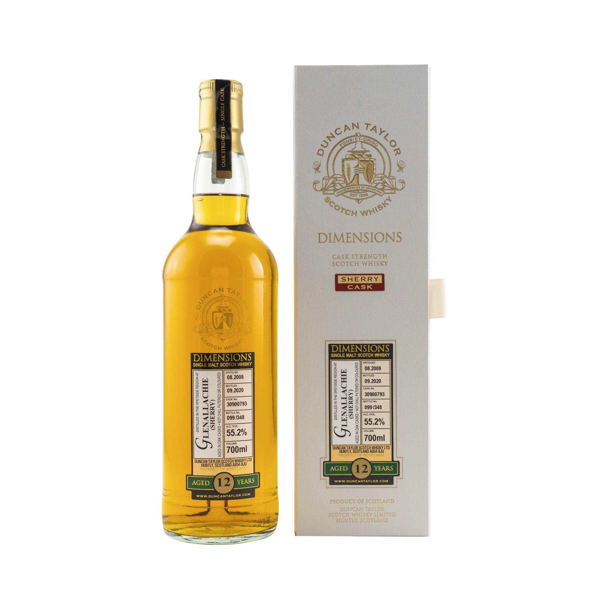 Glenallachie 2008/2020 - 12 Years Old #30900793 - Dimensions (Duncan Taylor)