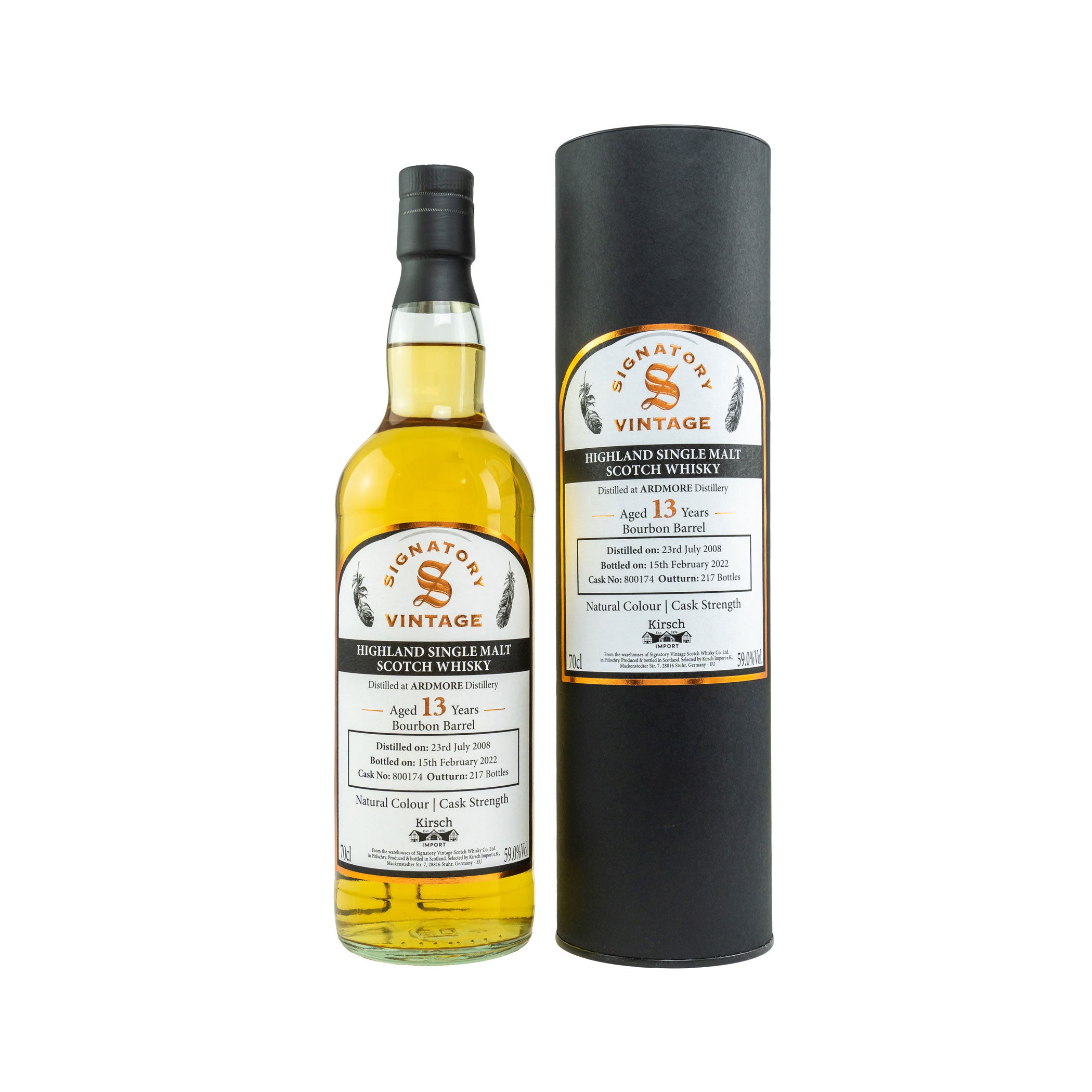 Ardmore 2008/2022 #800174 Peated Signatory Vintage Highland Single Malt Scotch Whisky Selected by Kirsch Import