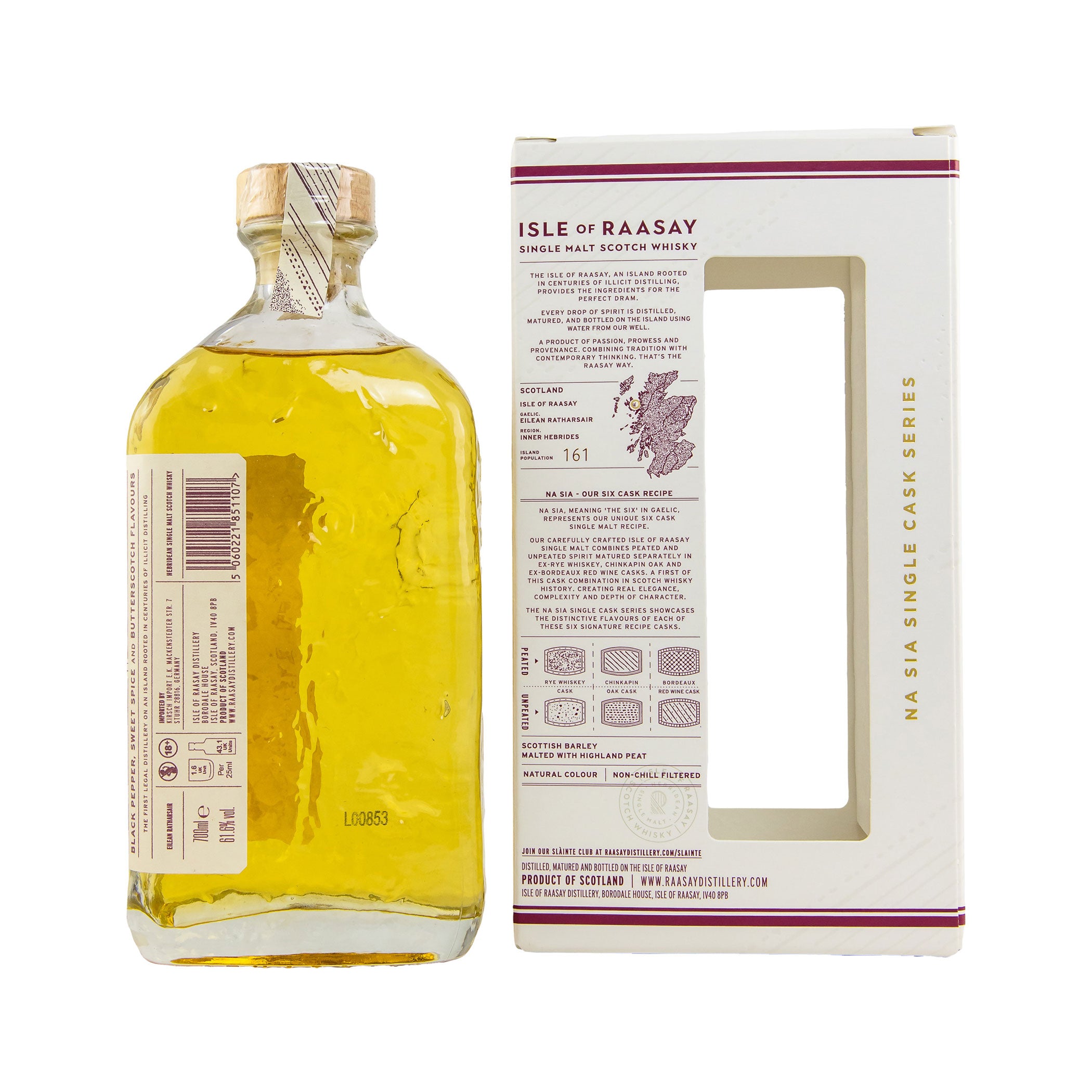Isle of Raasay Unpeated First Fill Rye Whiskey Cask - Hebridean Single Malt Scotch Whisky - Na Sia Single Cask Series