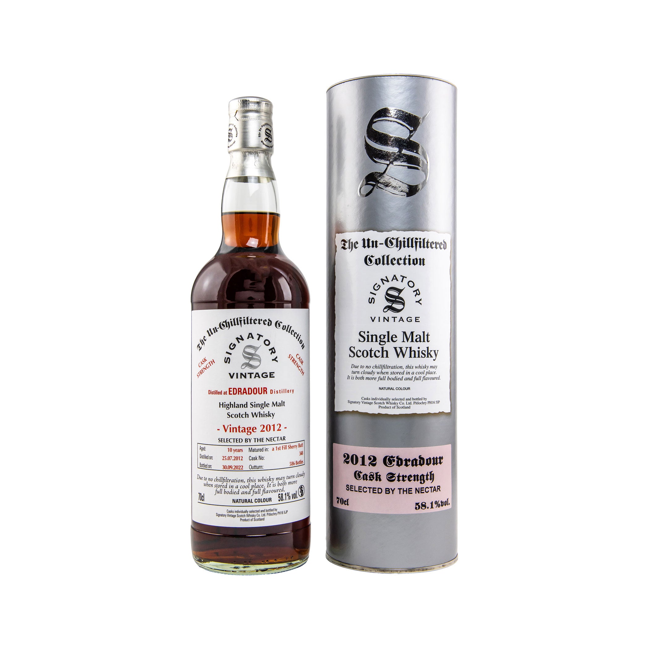 Edradour 2012/2022 - 10 Years Old - #348 - Signatory Vintage - Un-Chillfiltered Collection - Selected by The Nectar