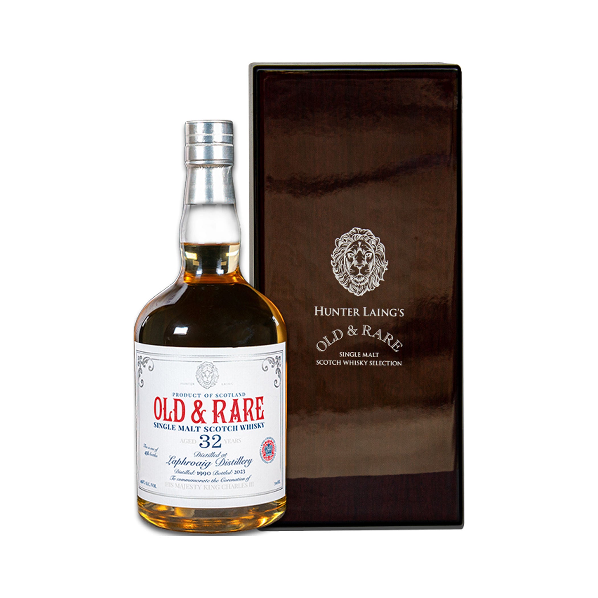 Laphroaig Vintage 1990 - Old & Rare - Hunter Laing · Coronation Bottling Charles III
