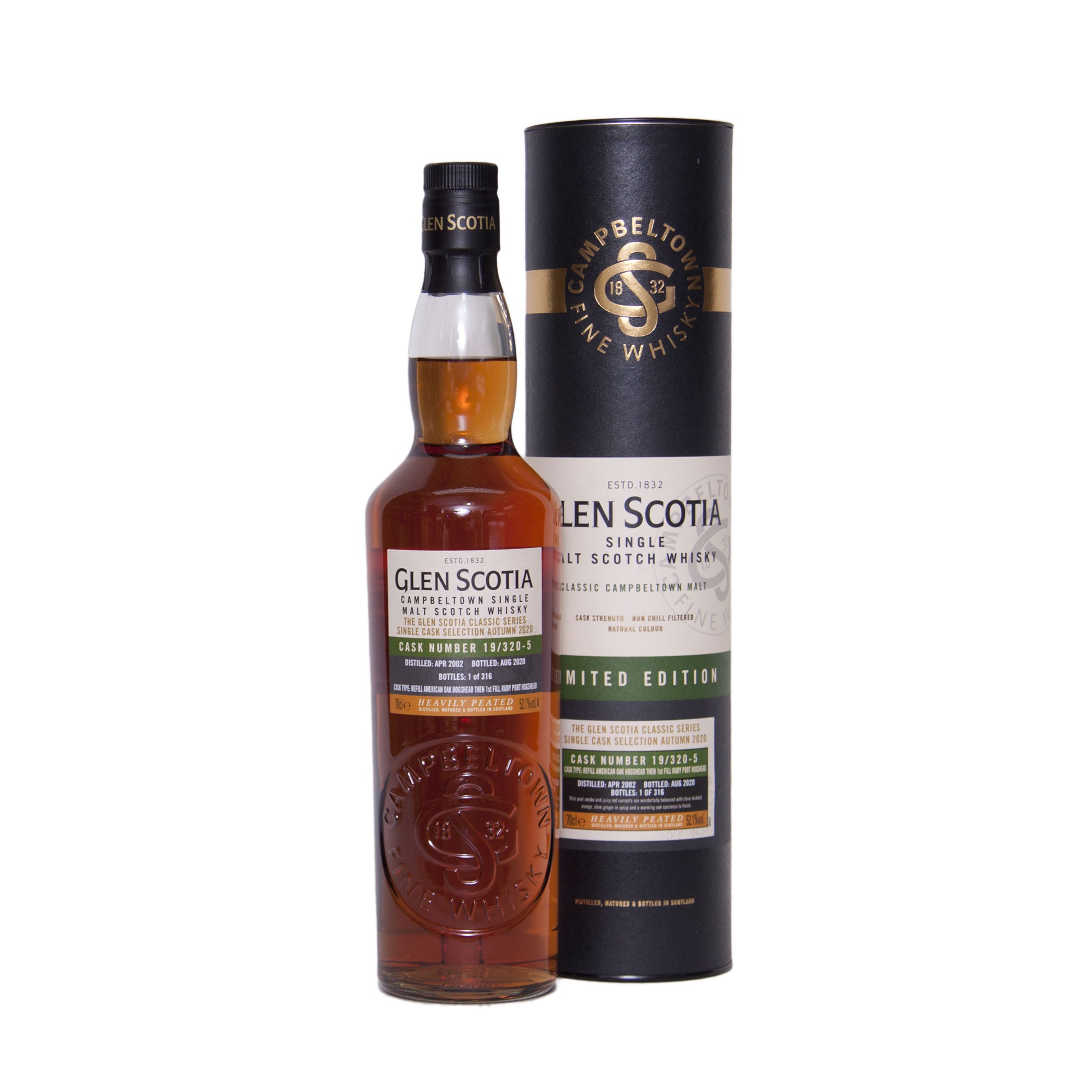 Glen Scotia Vintage 2002 52.1% HEAVILY PEATED - New product, outer carton damaged