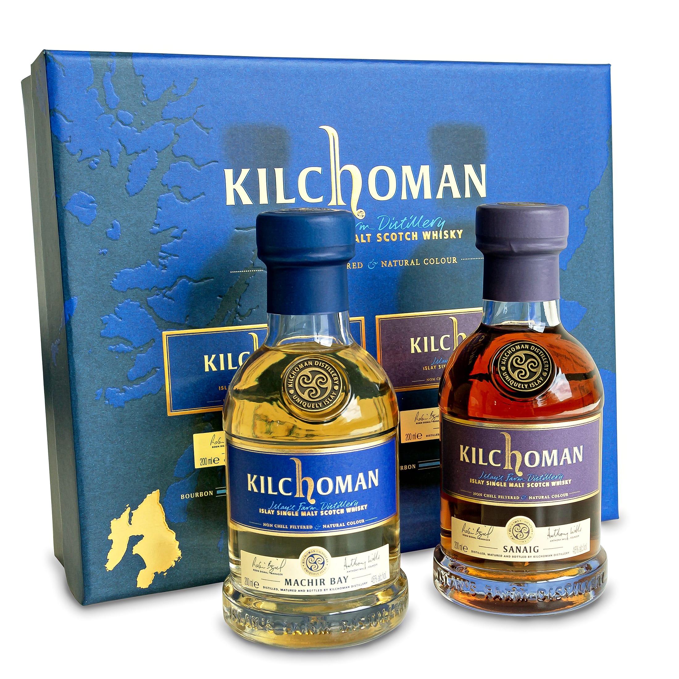 Kilchoman Gift Set 1x Machir Bay 0.2l + 1x Sanaig 0.2l each 46%Vol Islay Single Malt Whisky