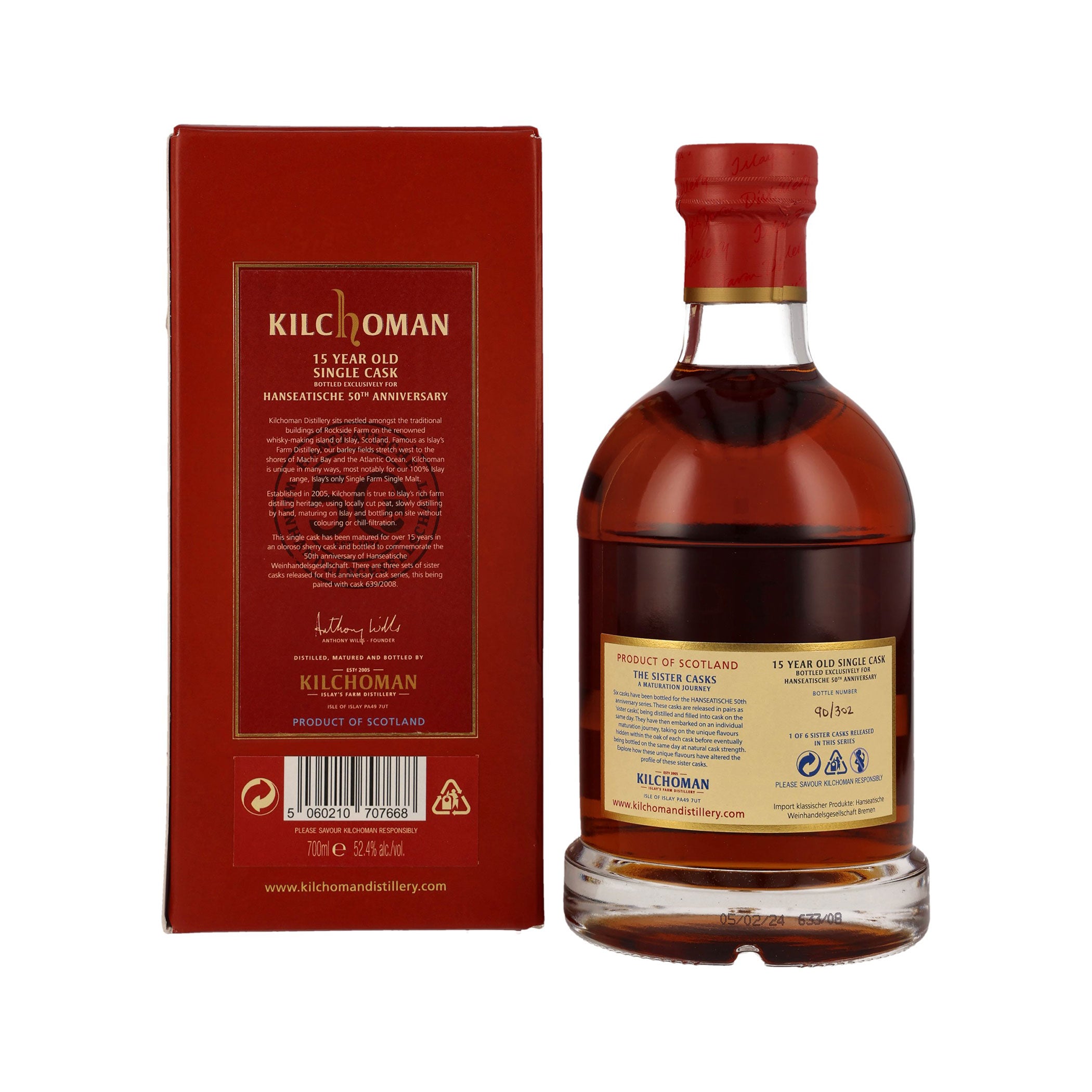 Kilchoman Vintage 2008 52.4% - 15 Year Old Single Cask - Oloroso Sherry Cask - Single Malt Scotch Whisky