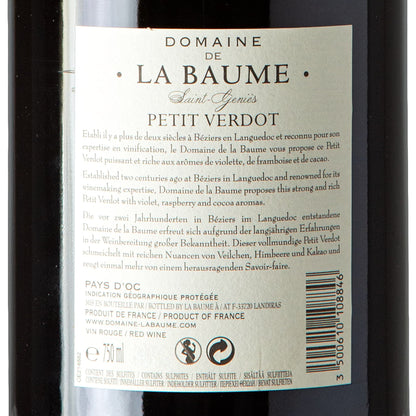 2022 - Domaine de la Baume - Saint Genies - Petit Verdot - Red Wine IGP Vin de Pays d'Oc