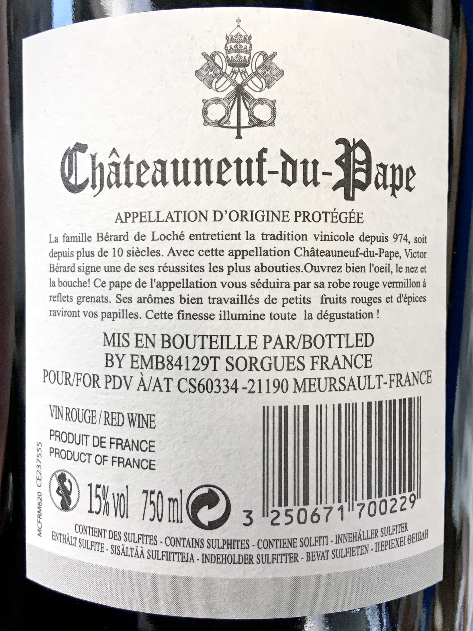 2019 Victor Bérard Châteauneuf du Pape AOP