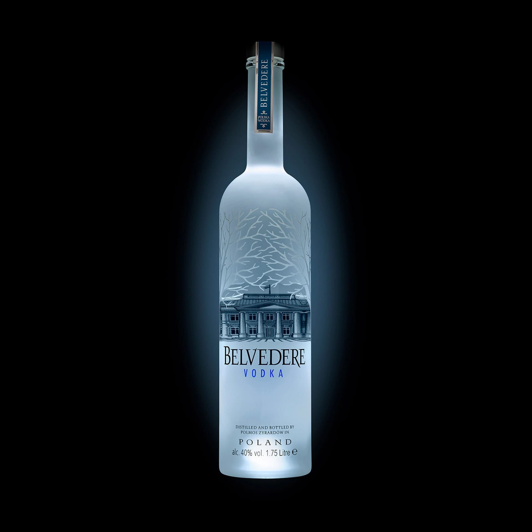 Belvedere Premium Vodka 1,75L 40% Vol. Flasche mit LED Beleuchtung im Boden