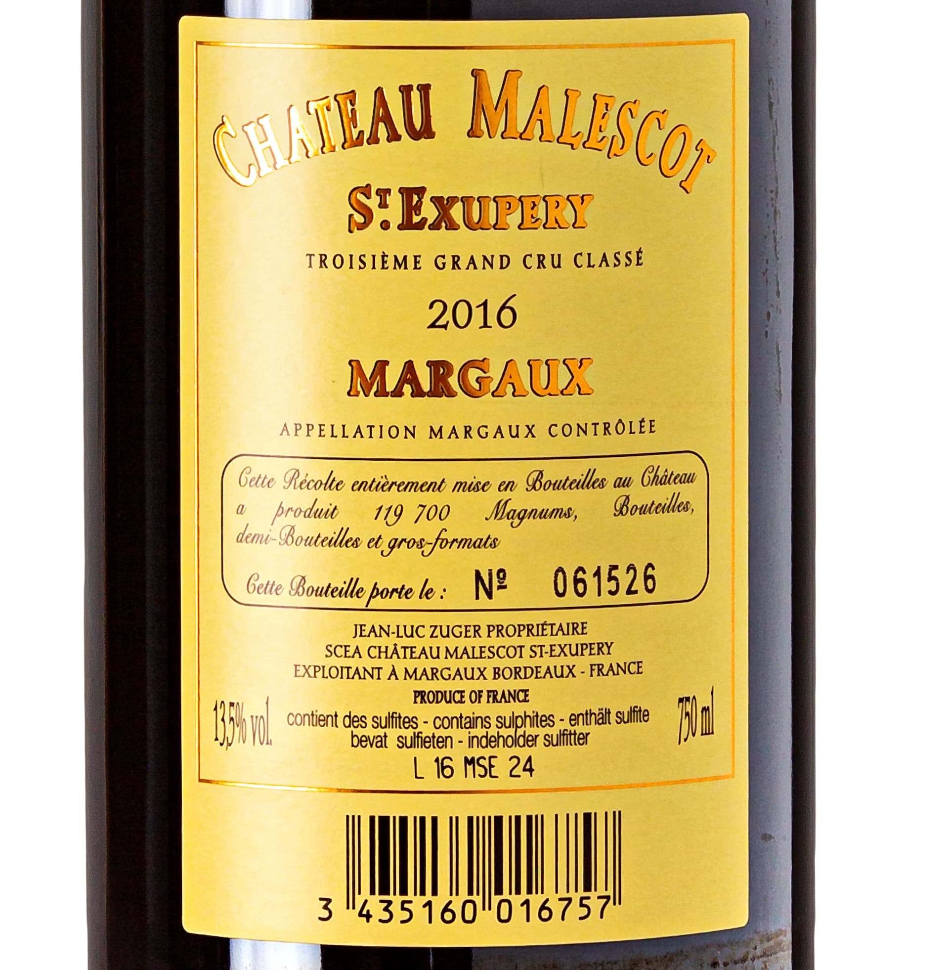 2016 Château Malescot Saint-Exupéry 3rd Cru Classé Margaux - France