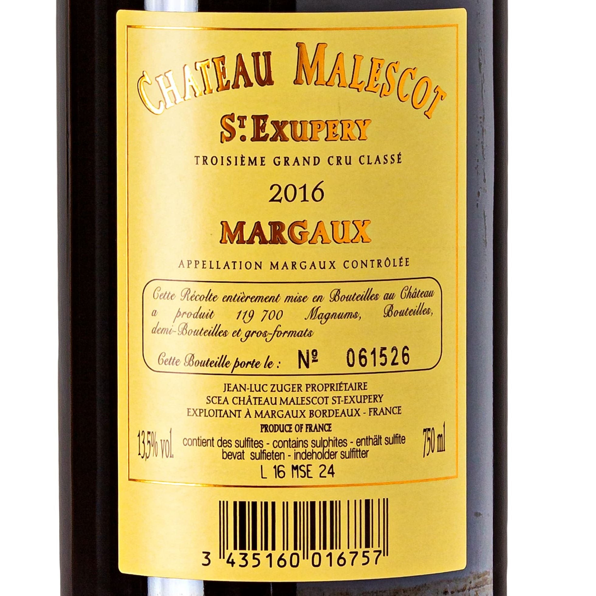 2016 Château Malescot Saint-Exupéry 3ème Cru Classé Margaux - Frankreich