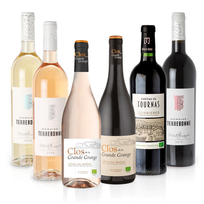 Weinpaket 'Süd-Frankreich' (6 x 0,75 l) - Probierpaket mit trockenen Weißwein, Roséwein und Rotwein von französischen Winzern