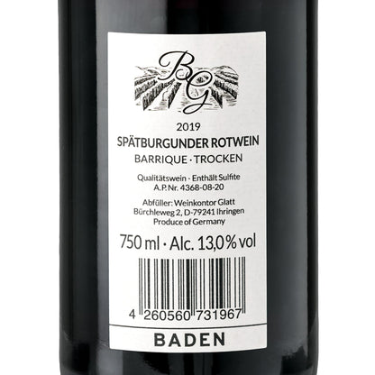 2019 Pinot Noir Barrique Dry Red Wine GLATT