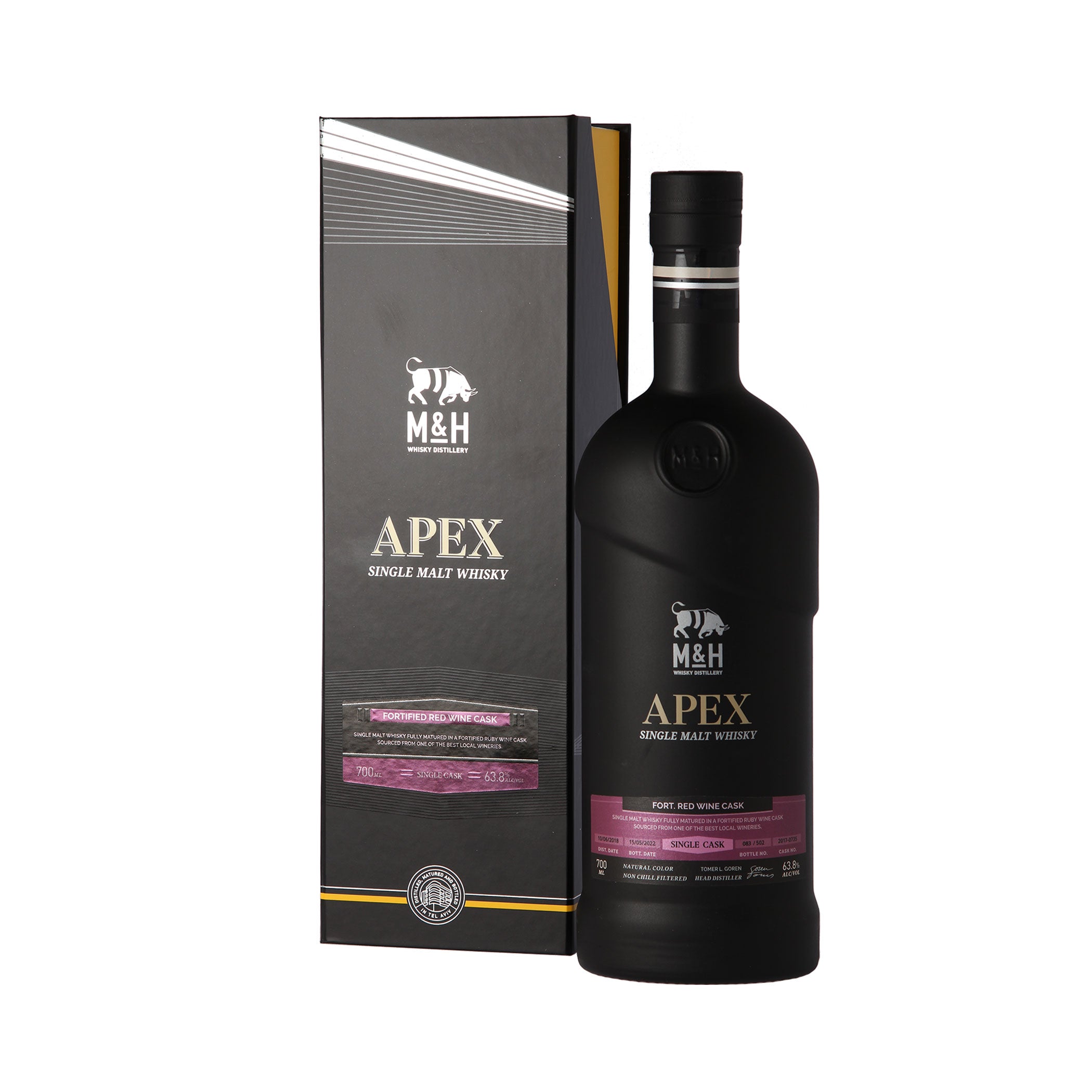M&H Apex Peated - Fortified Red Wine 2018/2021 - Single Malt Whisky - Whisky from Israel