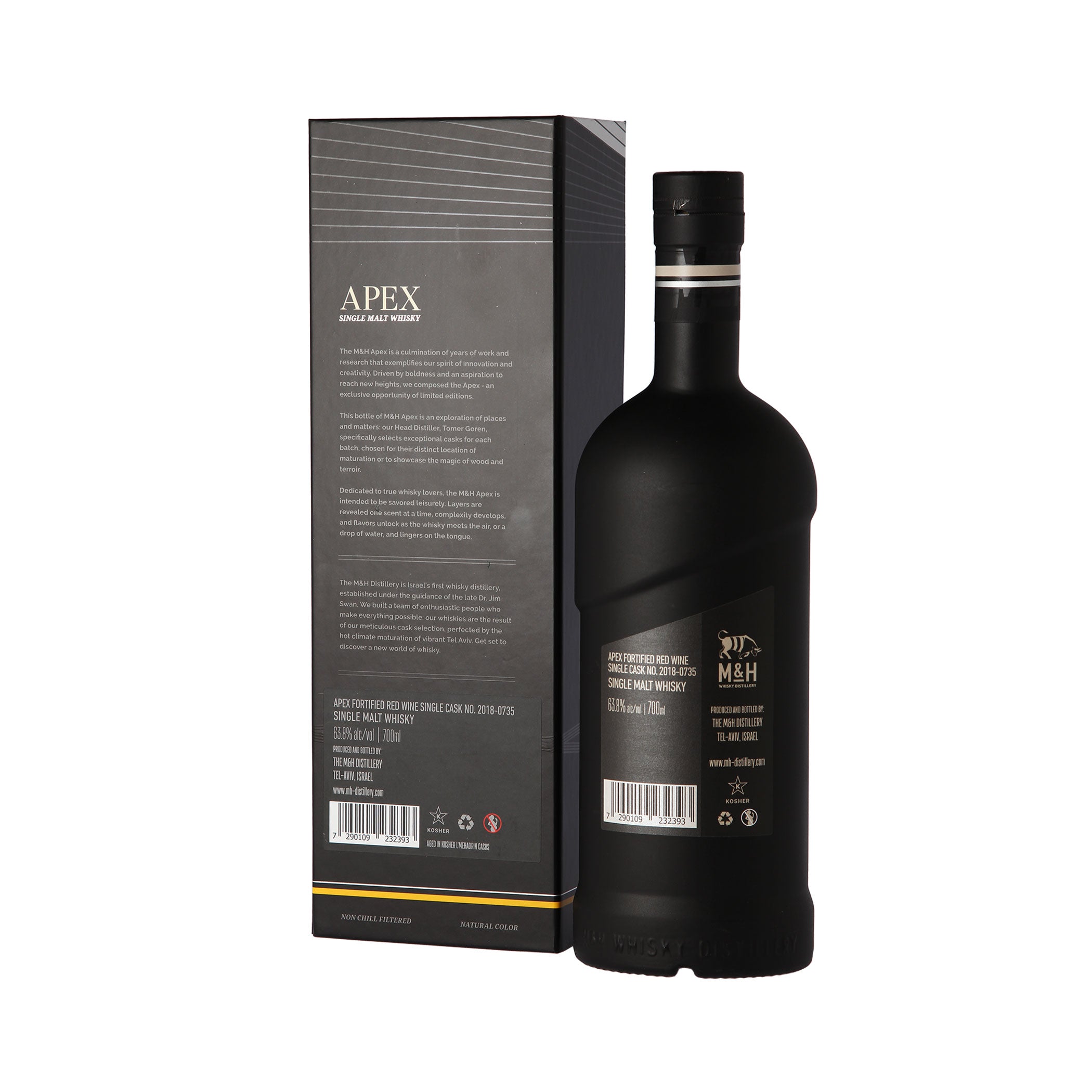 M&H Apex Peated - Fortified Red Wine 2018/2021 - Single Malt Whisky - Whisky from Israel