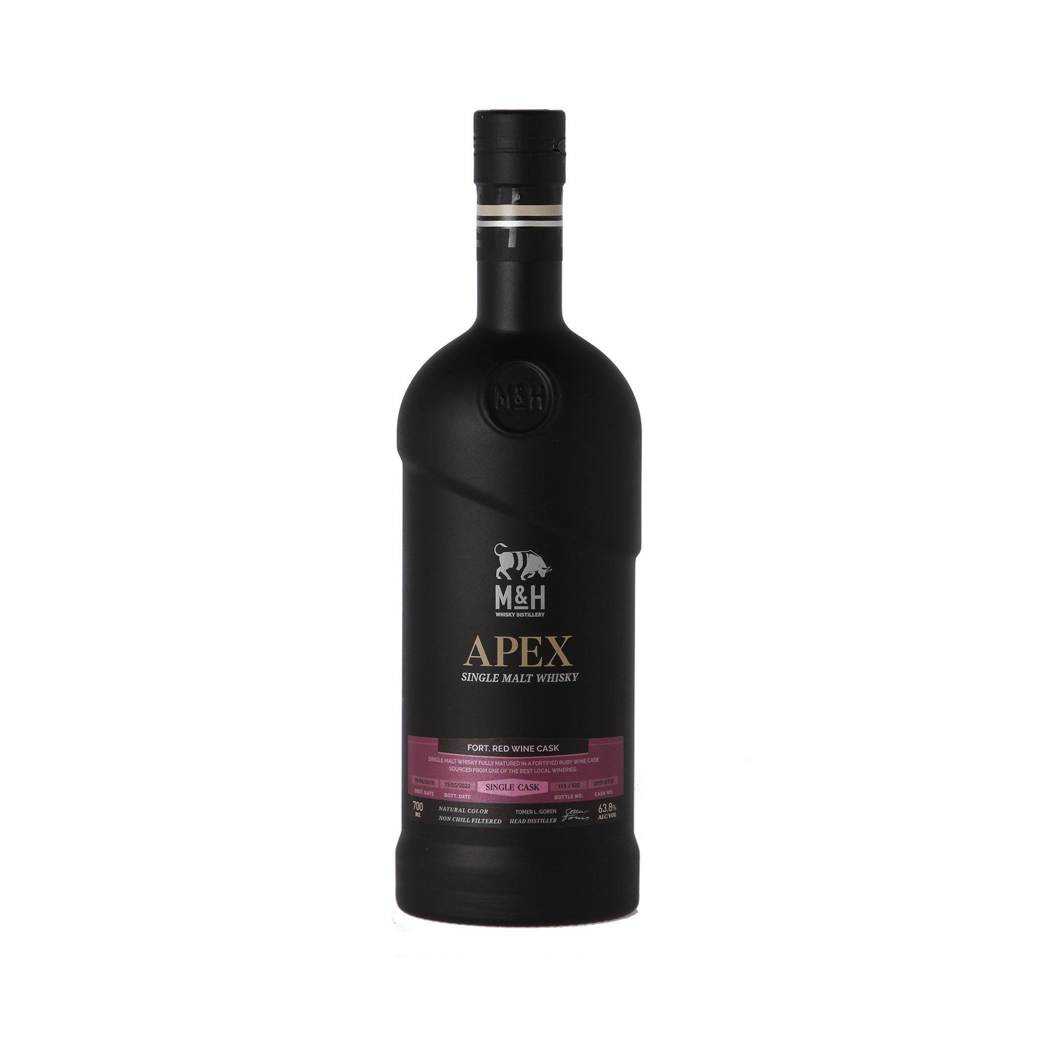 M&H Apex Peated - Fortified Red Wine 2018/2021 - Single Malt Whisky - Whisky from Israel