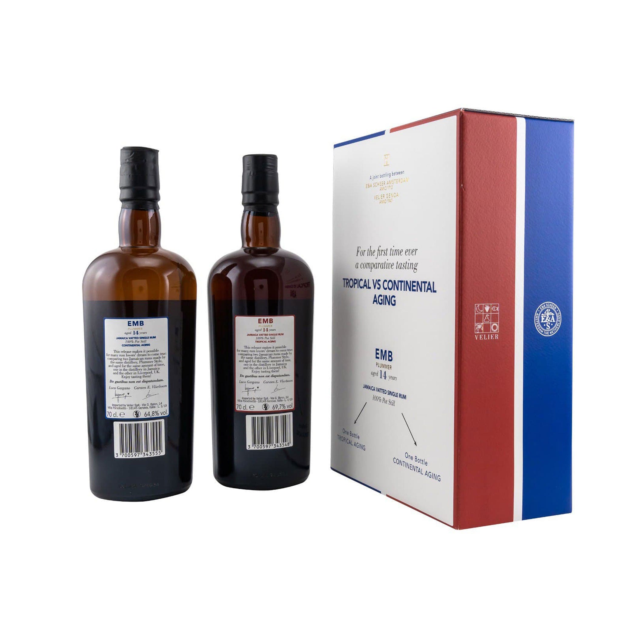 EMB Plummer 14 Jahre - Tropical vs Continental Aging -  Comparative Tasting Set - 2 Flaschen -   Scheer Velier Main Jamaica Vatted Single Rum