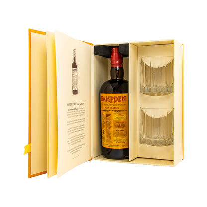 HAMPDEN HLCF Classic - Pure Single Jamaican Rum 60% in Book + 2 Glasses