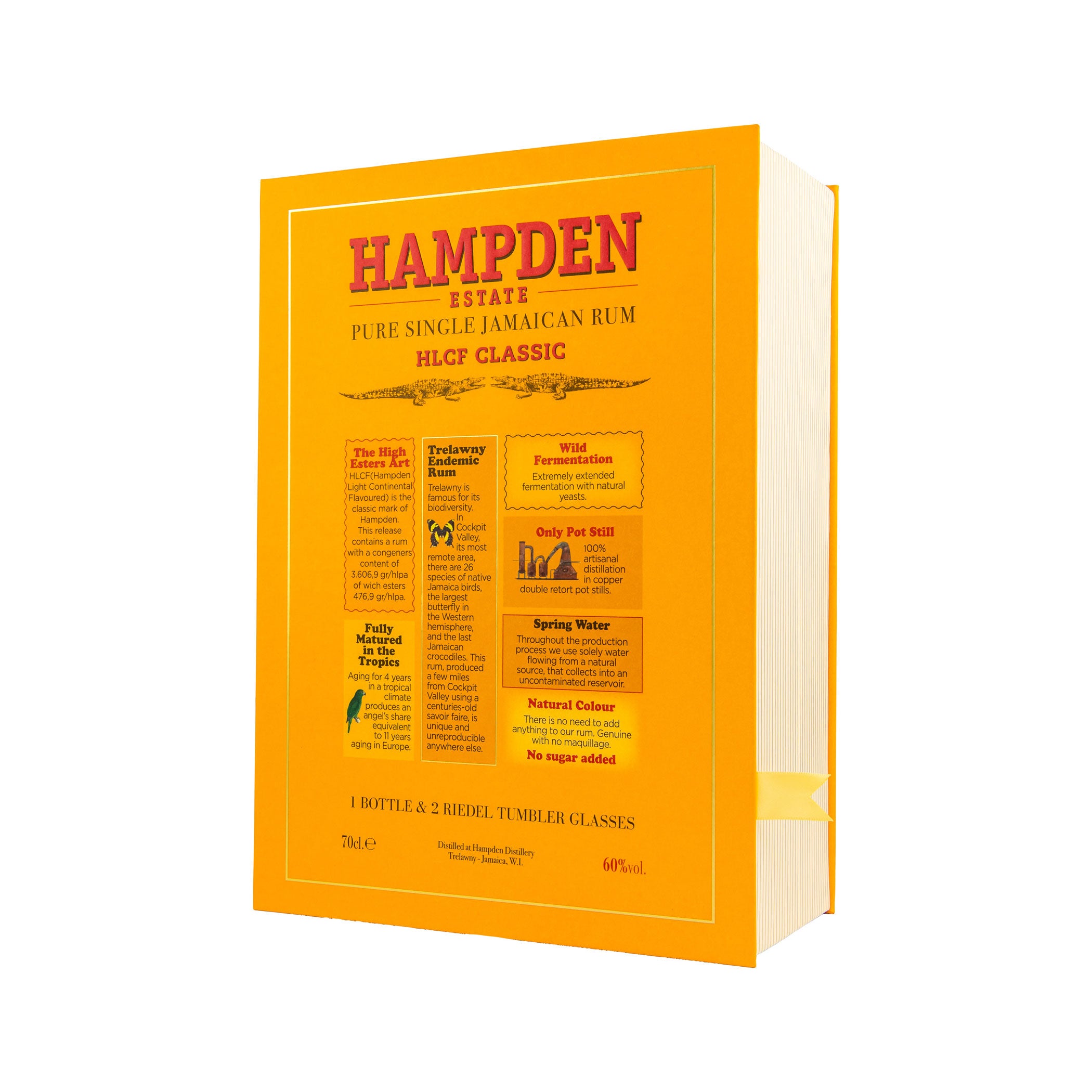 HAMPDEN HLCF Classic - Pure Single Jamaican Rum 60% in Book + 2 Glasses