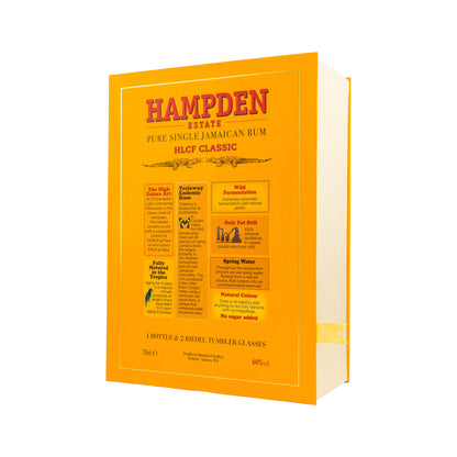 HAMPDEN HLCF Classic - Pure Single Jamaican Rum 60% in Book + 2 Glasses