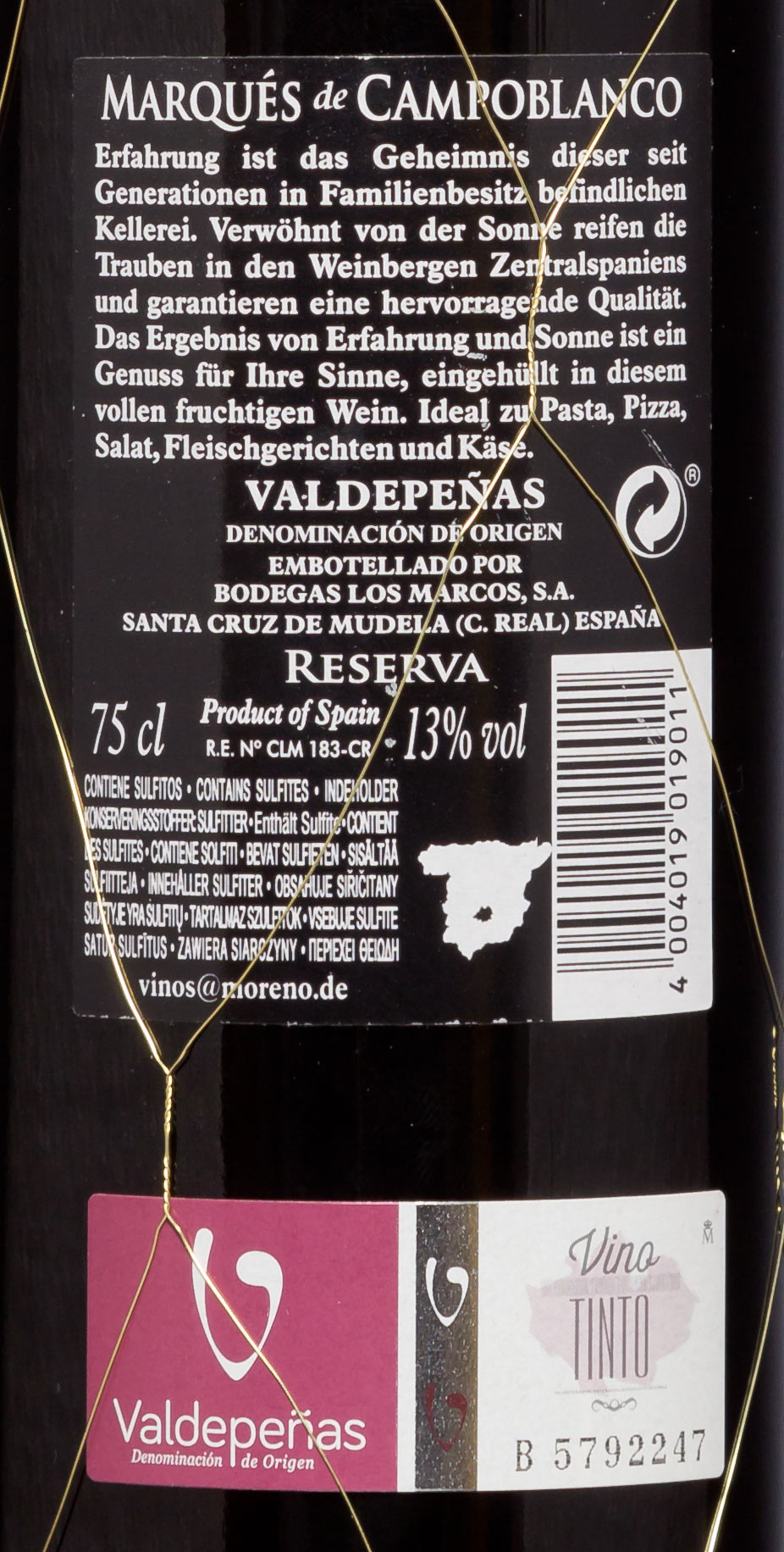 2008er Marqués de Campoblanco Reserva, Spanien - Bodegas Los Marcos