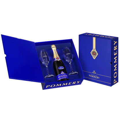 Pommery Brut Royal Geschenkset: 1 Flasche + 2 Gläser