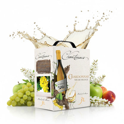 Chantenais Chardonnay Dry White Wine Vin de France Bag-in-Box 3 L
