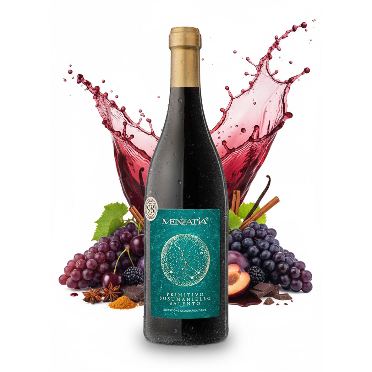 Menzatia Primitivo Susumaniello Salento IGT Rotwein Fruchtig 13,5% vol 0,75 L