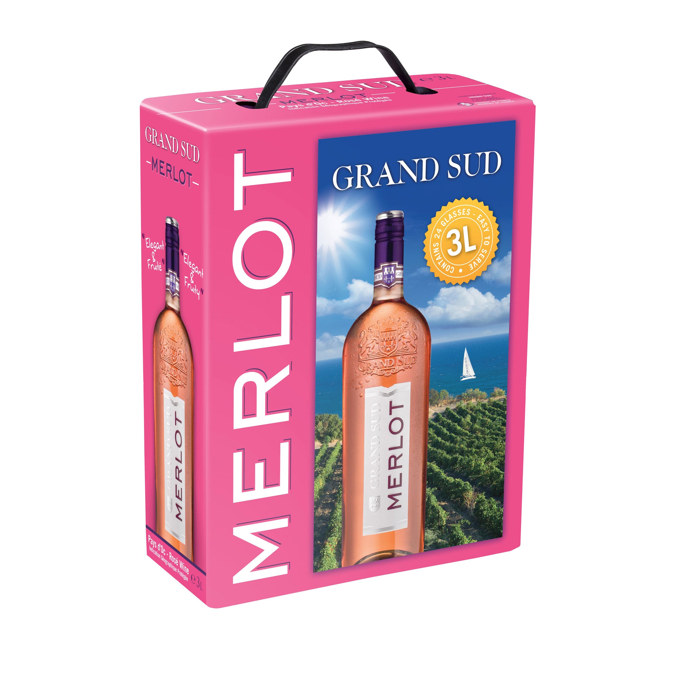 Grand Sud - Bag in Box Selection - 3x 3L BIB Set - Merlot Red Wine, Merlot Rosé, Chardonnay White Wine