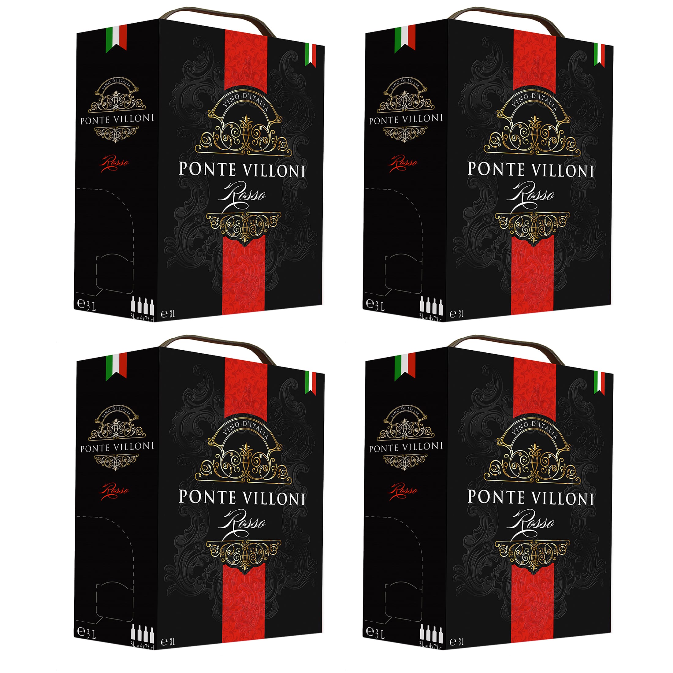 Bag-in-Box - Vin d'Italie - Ponte Villoni Rotwein 3 L.