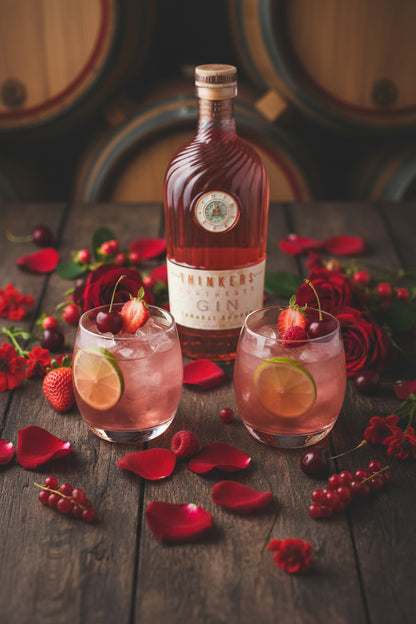 Thinkers Sunset Gin - New World Gin with Rose Petals & Red Berries - 700ml, 40% vol
