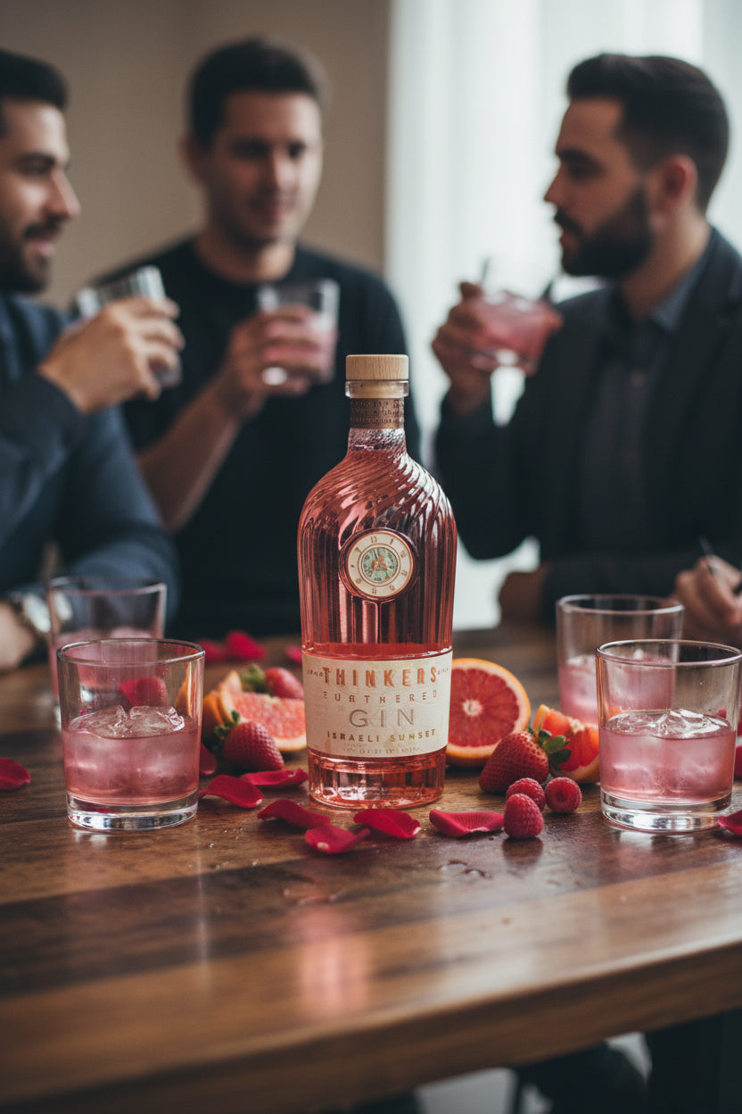 Thinkers Sunset Gin - New World Gin with Rose Petals & Red Berries - 700ml, 40% vol