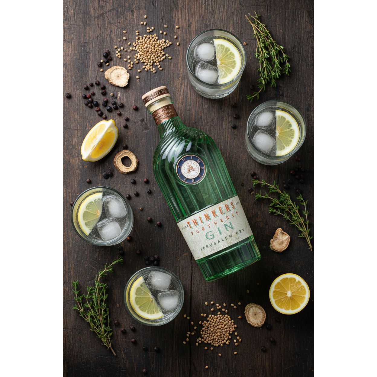Thinkers Premium Jerusalem Gin - Handgefertigt mit Botanicals – 700ml, 42% vol
