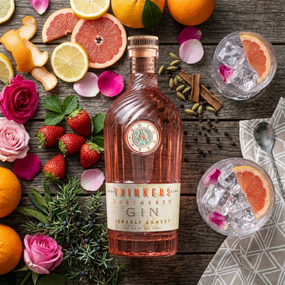 Thinkers Sunset Gin - New World Gin with Rose Petals & Red Berries - 700ml, 40% vol