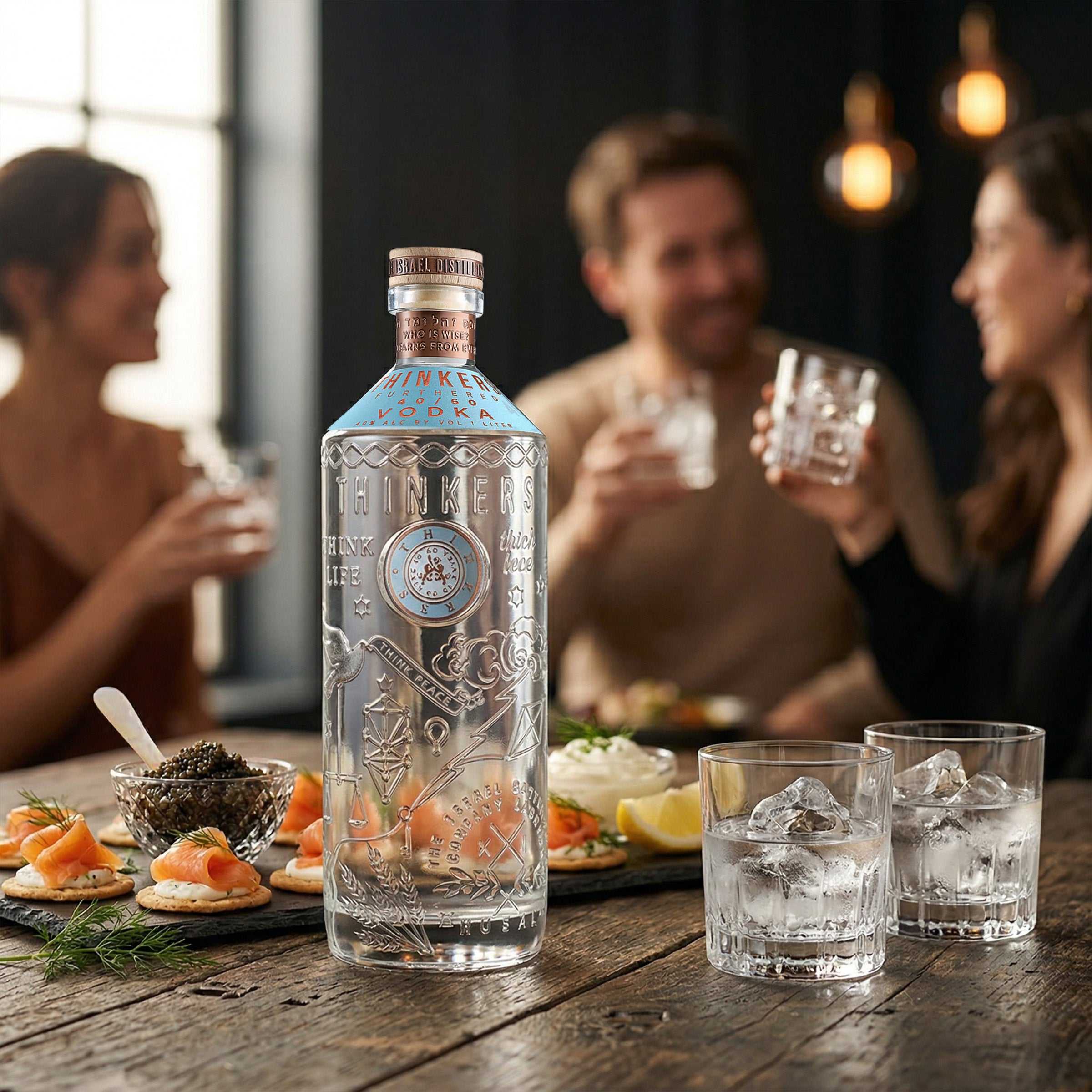 Thinkers Vodka 40-60 - velvety smooth premium vodka made from red winter wheat - 1000ml, 40% vol