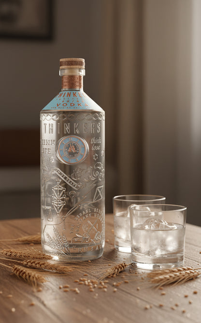 Thinkers Vodka 40-60 - velvety smooth premium vodka made from red winter wheat - 1000ml, 40% vol